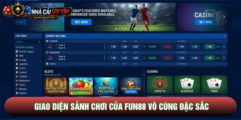 Giao diện sảnh chơi của Fun88 vô cùng đặc sắc Giao diện sảnh chơi của Fun88 vô cùng đặc sắc